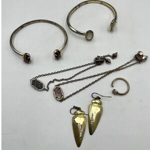 Kendra Scott LOT 6 Jewelry
Pieces Elton Cuffs Skylar Earrings AS IS Repair Lot